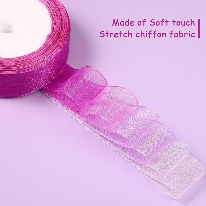 22mm 50 Yard Organza Ribbon Sheer Chiffon Ribbon - Image 4