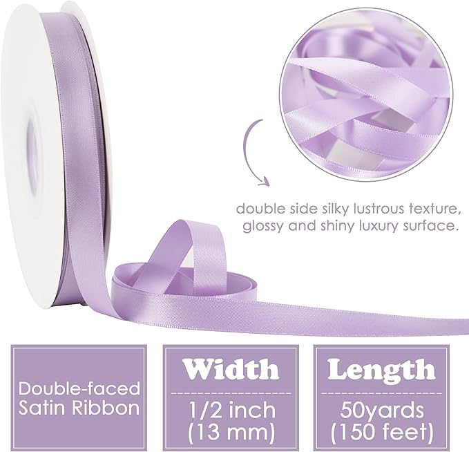 22mm 50 Yard Double Sided Silk Satin Ribbon - Image 3